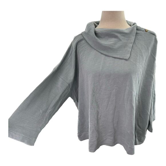 J. Jill Sweaters - NWT J. Jill Petite Sz XL Split Neck Button Turtleneck Light Blue Cotton Sweater